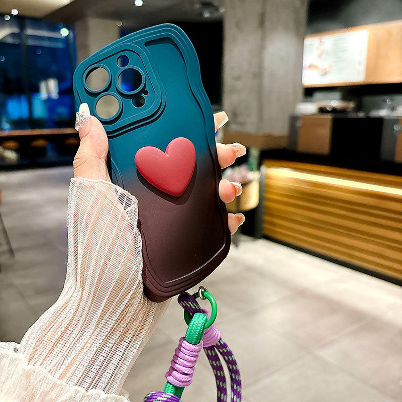 Fashion Gradient Stereo Heart Mobile Phone Shell