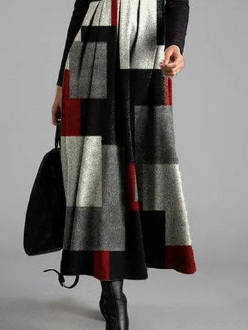 New Womens Long Sleeve Patchwork Plaid Dress