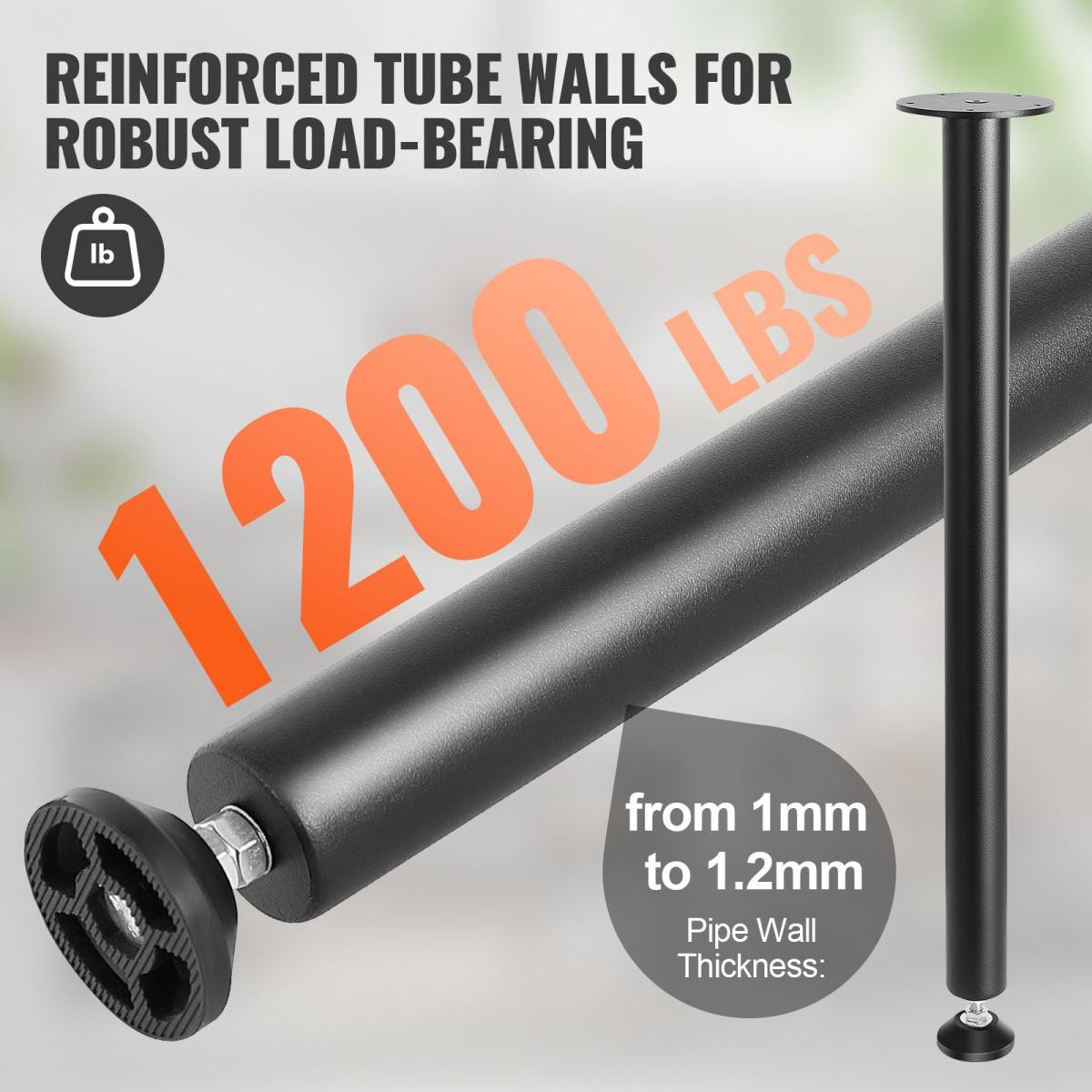 711.2MM Adjustable Desk Legs, Reinforced Steel Office Table Furniture Legs Set Of 4 For DIY, 544.3KG Load Capacity Heavy Duty Desk Legs, Quick Instalation Legs With Adjustable Foot Cup Black
