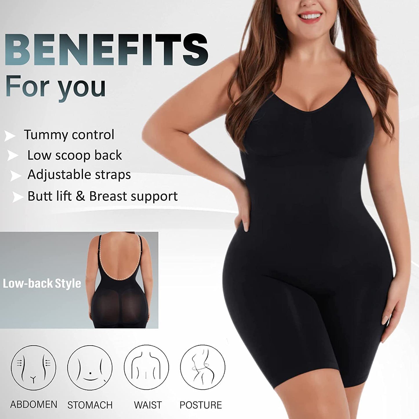 Cross-Border Summer Sexy Tummy Control, Butt Lift, Beautiful Back, Backless, Small Chest Push-Up, Slim Fit, Belly-Covering Body Shaping Jumpsuit