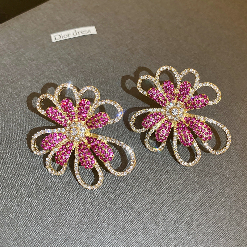 Premium European American Earrings For Women Zircon Flower Elegant Exquisite Niche