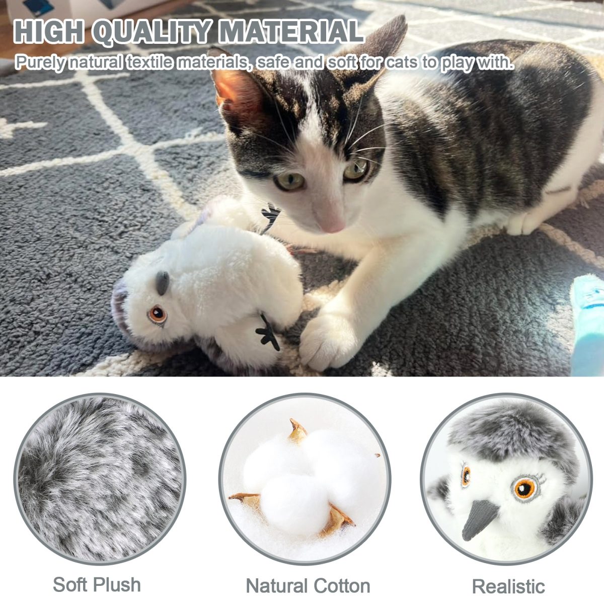 Cat Toys Flapping Bird - Interactive Catnip Toys For Cats, Realistic Plush Simulation Chirping Bird Cat Toy, Rechargeable & Washable, Perfect Cat Toy For Cats Kittens To Bite, Chew And Kick