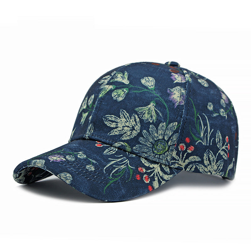 Spring And Summer Women's Floral Print Baseball Cap, A Comfortable And Casual Rural-style Sun Hat For Outdoor Outings And Daily Wear.
