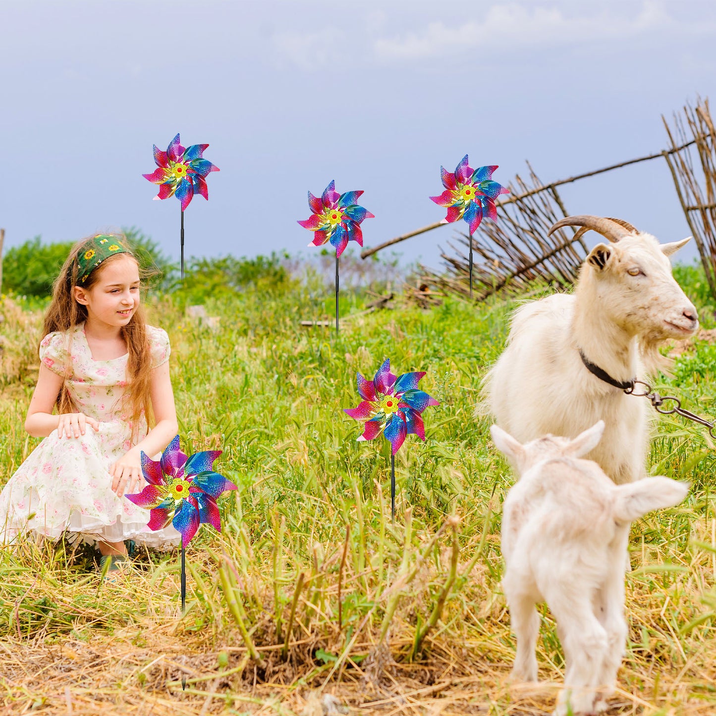Party Decorations & Accessories—Scarecrow Windmill Set—6 Sturdy Windmills For The Garden & Outdoor Use In Summer