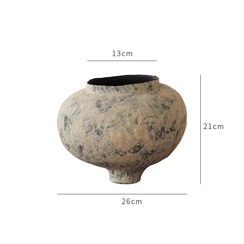 Ceramic Art Vase Zen-Wabi Sabi Japanese Decorative Piece Rustic Stoneware Tea Room Decoration