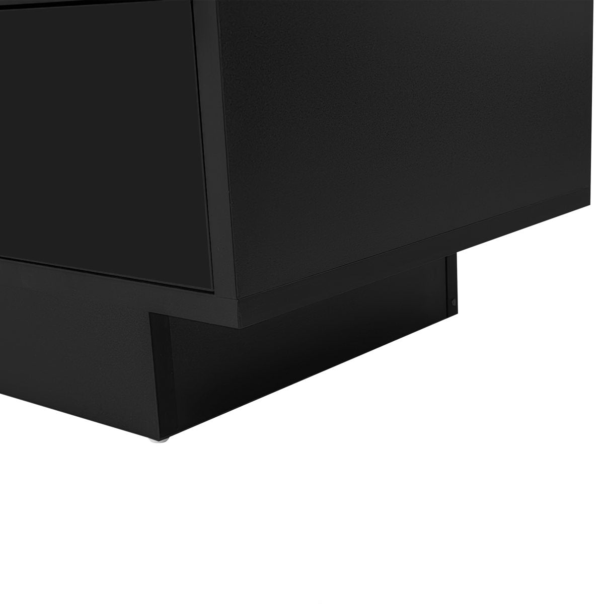 160X38X50.5cm Black High Gloss TV Stand With 3 Glass Shelves, LED Lighting, App Control, Bluetooth Connectivity For 70 Inch TV, High Gloss Glass TV Stand, Smart TV Stand