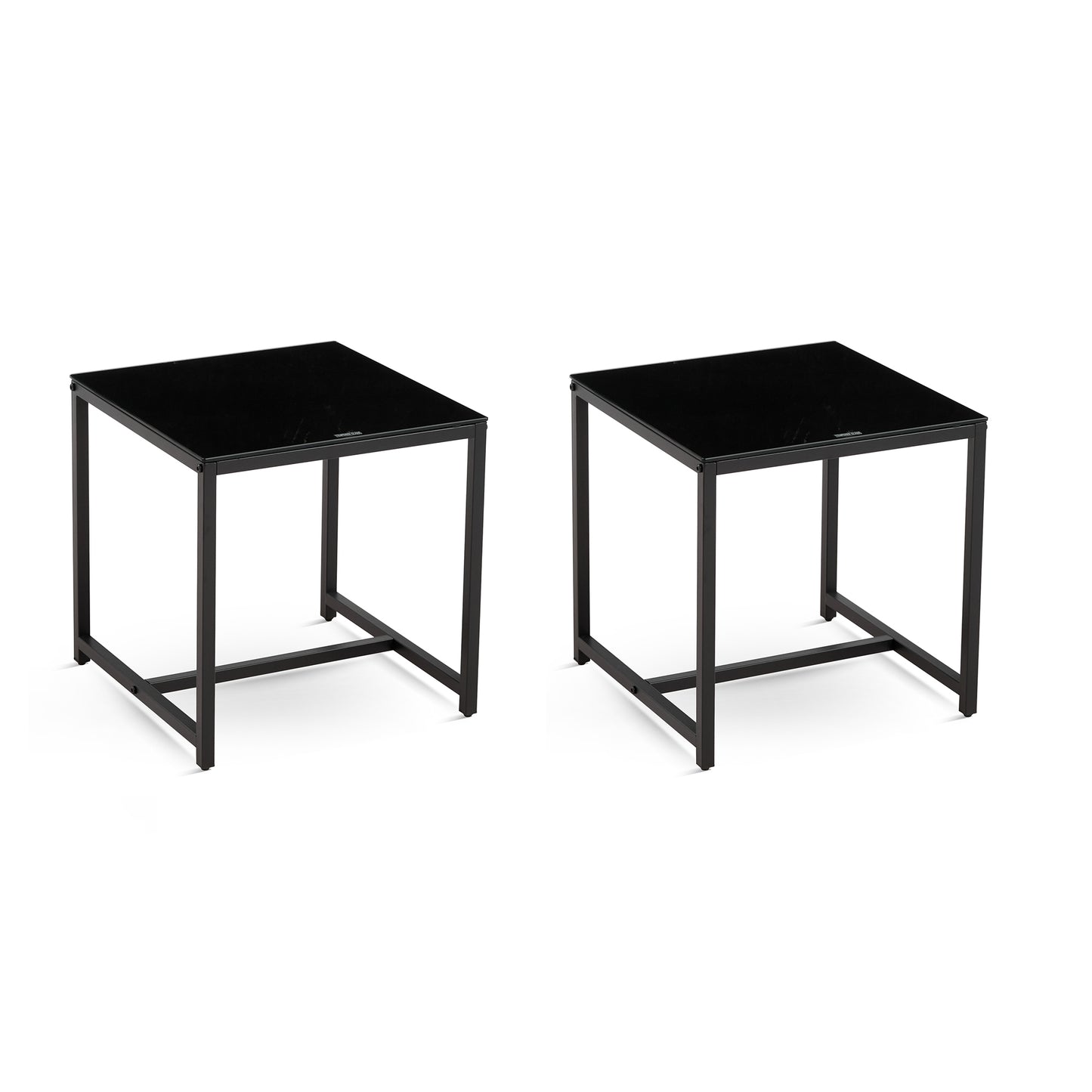 Black Glass Night Stand,MDF SideTable, Small Tea Table, Sofa Table With Metal Leg
