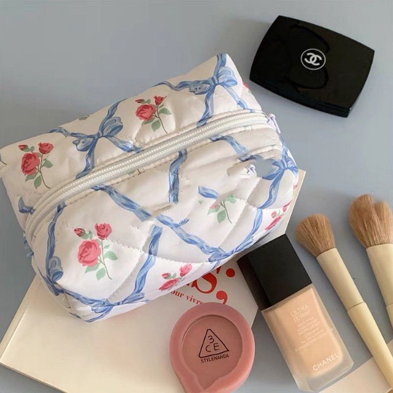 Bow Cosmetic Bag Large Capacity Travel Skincare Storage