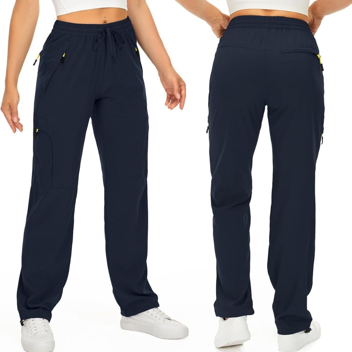 Women's Work Pants, Outdoor Leisure, Multi Pocket Hiking Pants, Loose Straight Leg, Drawstring Ankle, Camping And Hiking Pants