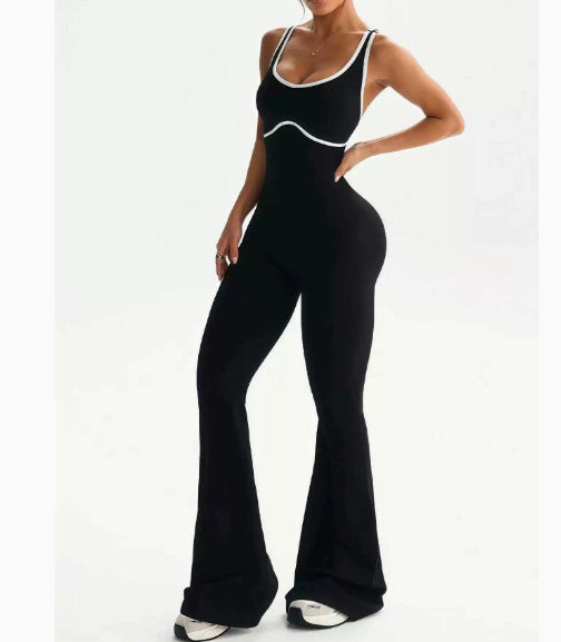 Crew Neck Yoga And Fitness Tight Flared Pants