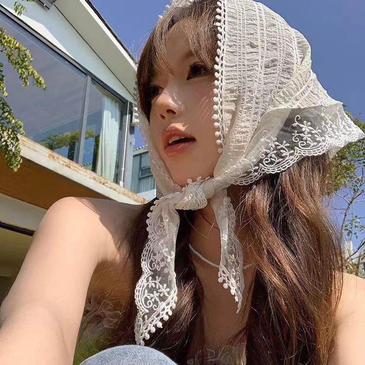 Lace Triangle Shawl Can Be Tied Hair Accessories Summer Ladies