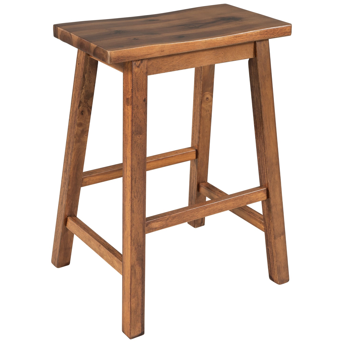 TOPMAx Farmhouse Rustic 2- Piece Counter Height Wood Kitchen Dining Stools For Small Places Walnut