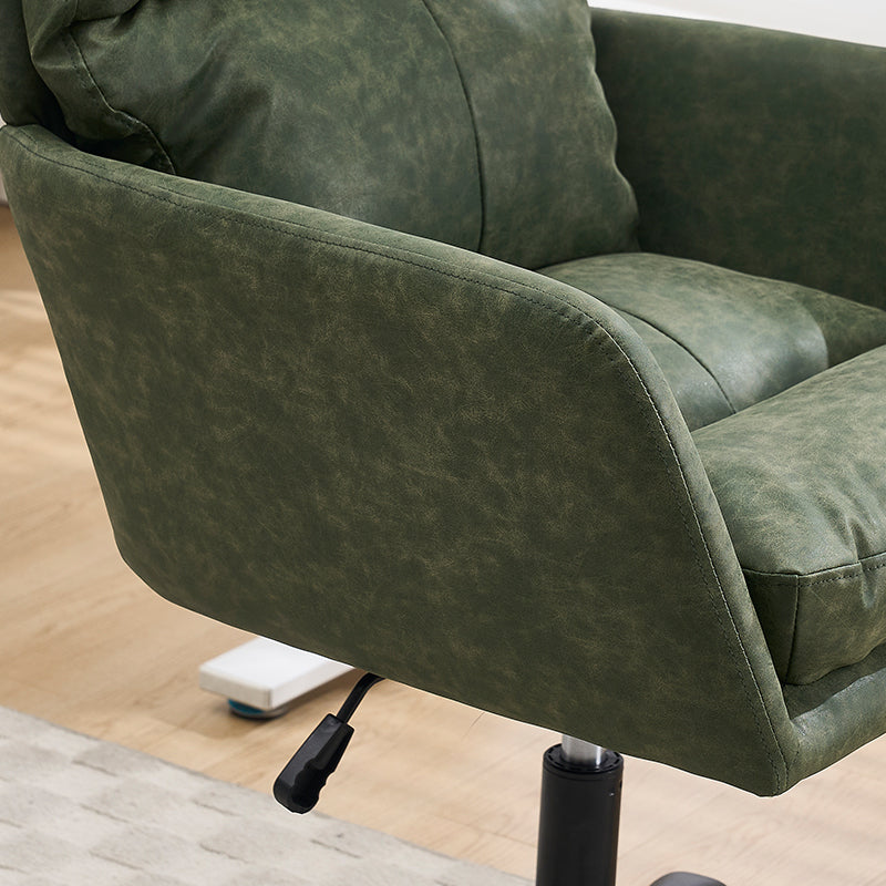 Artificial Leather, PU Leather, Black Base, Adjustable In Height, Suitable For Office, Bedroom, Dressing Table And Other Environments. An Office Chair.Green