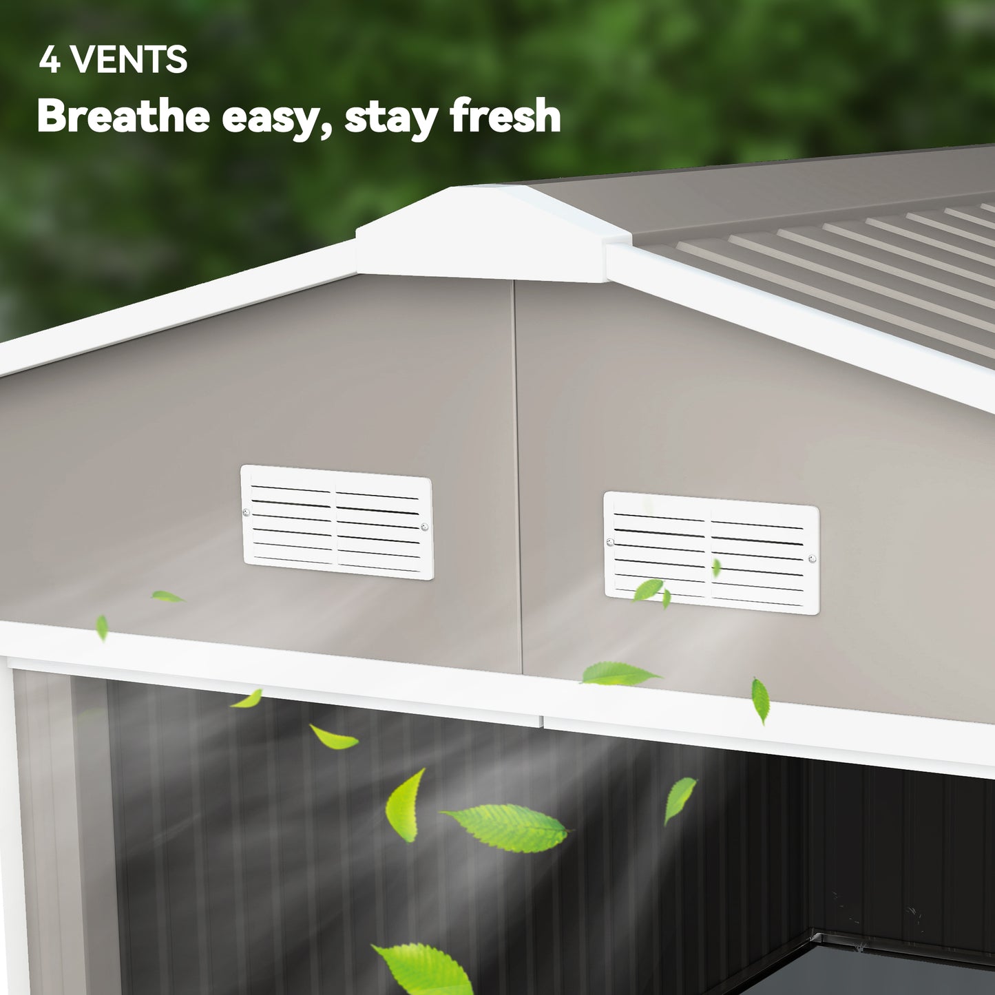 Garden Metal Shed, Storage Shed Utility Storage with Double Locking Doors for Bike, Yard Tools, Light Gray