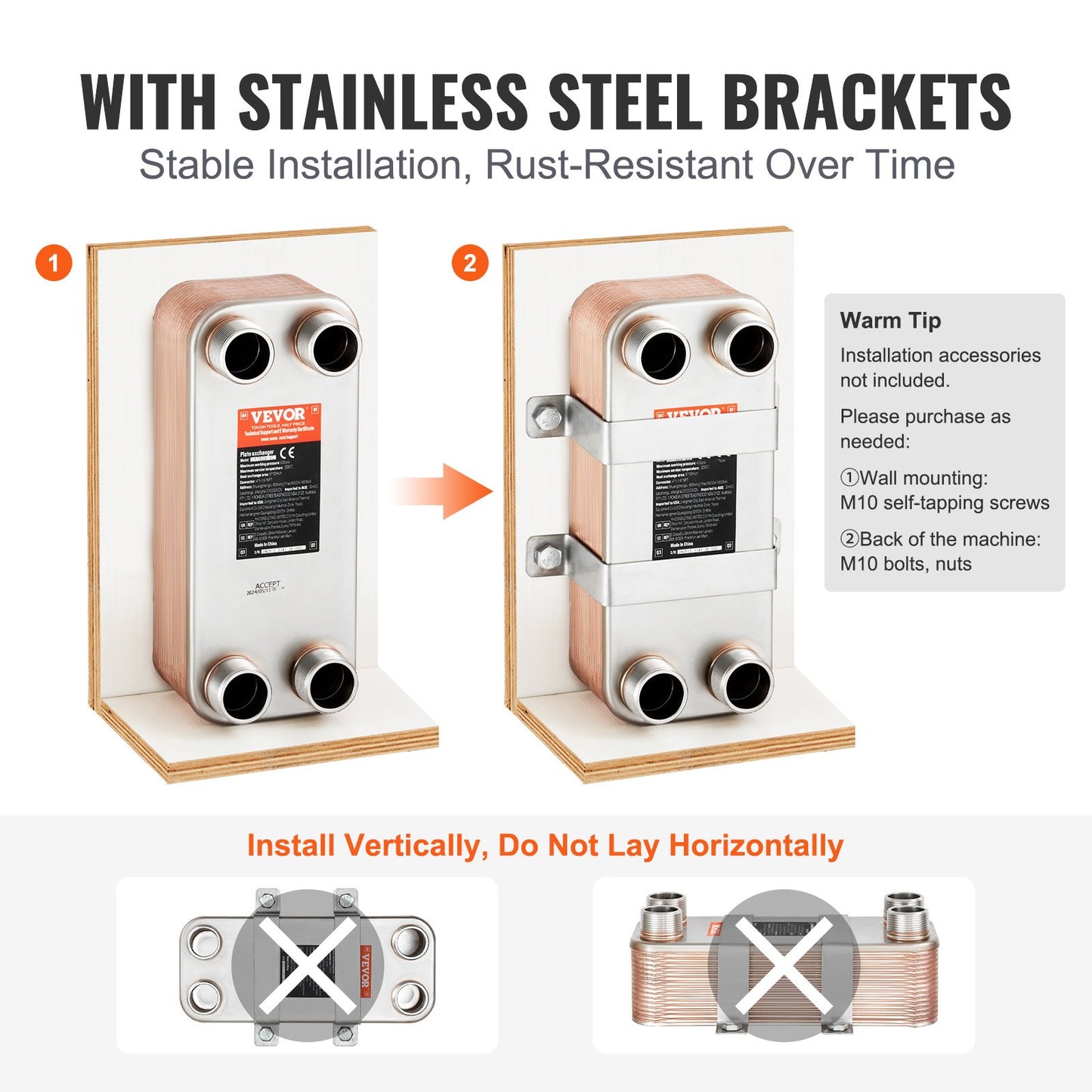 Heat Exchanger, 5"x 12" 30 Plates Brazed Plate Heat Exchanger, Copper/316L Stainless Steel Water To Water Heat Exchanger For Floor Heating, Water Heating, Snow Melting, Beer Cooling