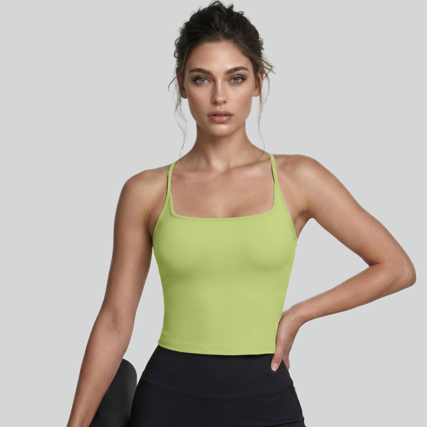 U-neck Slimming Sports Vest, High Elasticity, Shockproof & Bust Support Racerback Yoga Fitness Bra For Summer