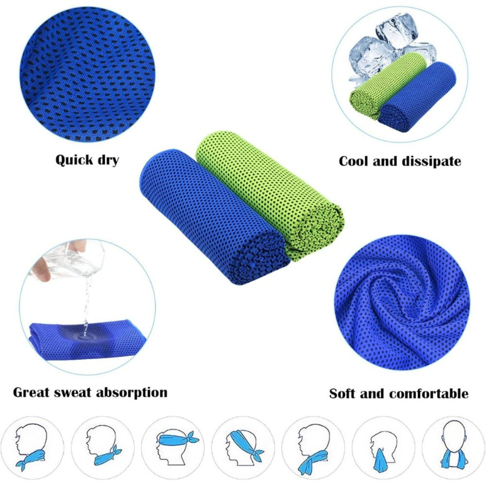 2 Stück Kühlende Handtücher In Blau Und Grün - Erfrischungstücher Für Sport, Fitness Und Outdoor-Aktivitäten