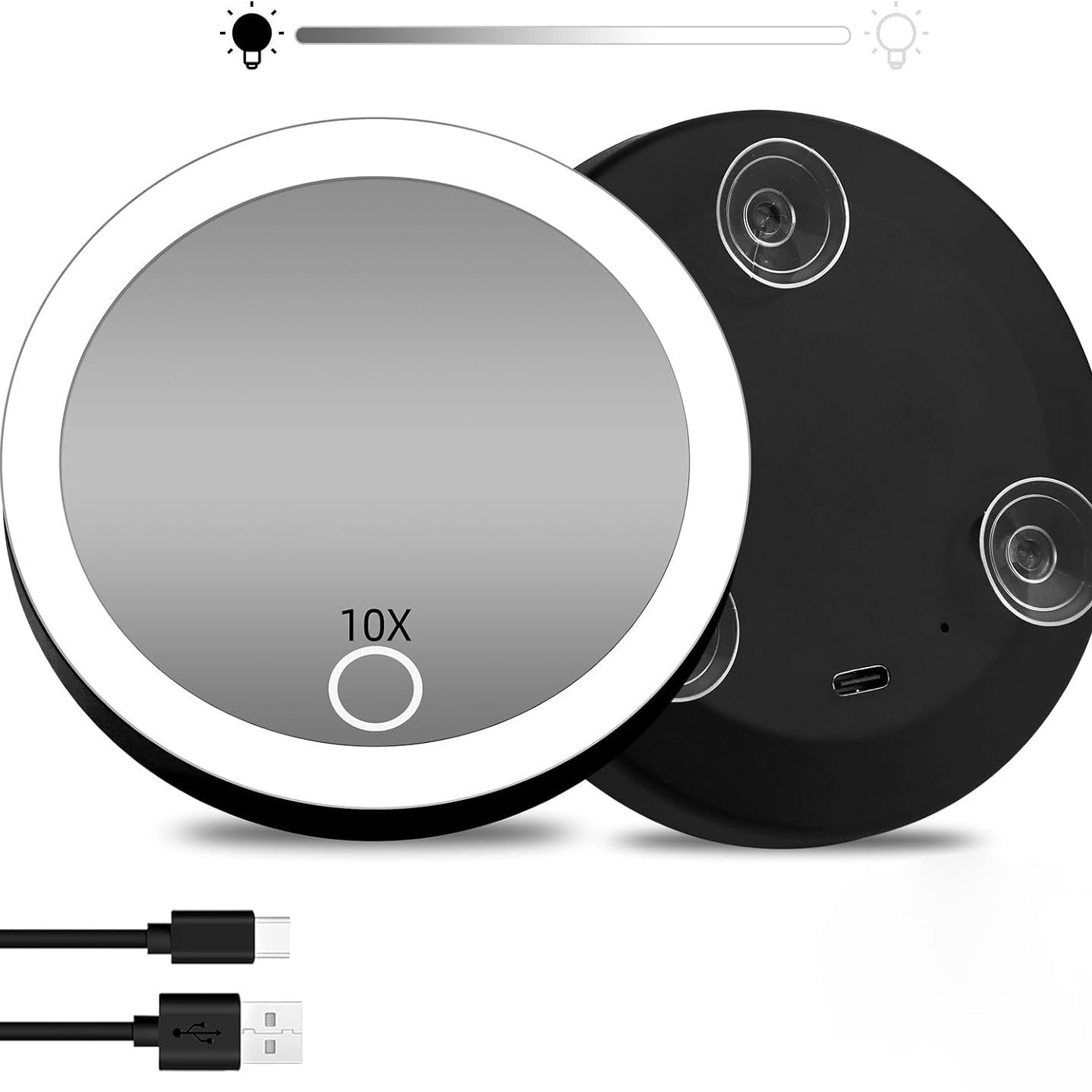 10cm Round 10x 20x 30x 40x Magnifying LED Makeup Mirror With Suction Cup