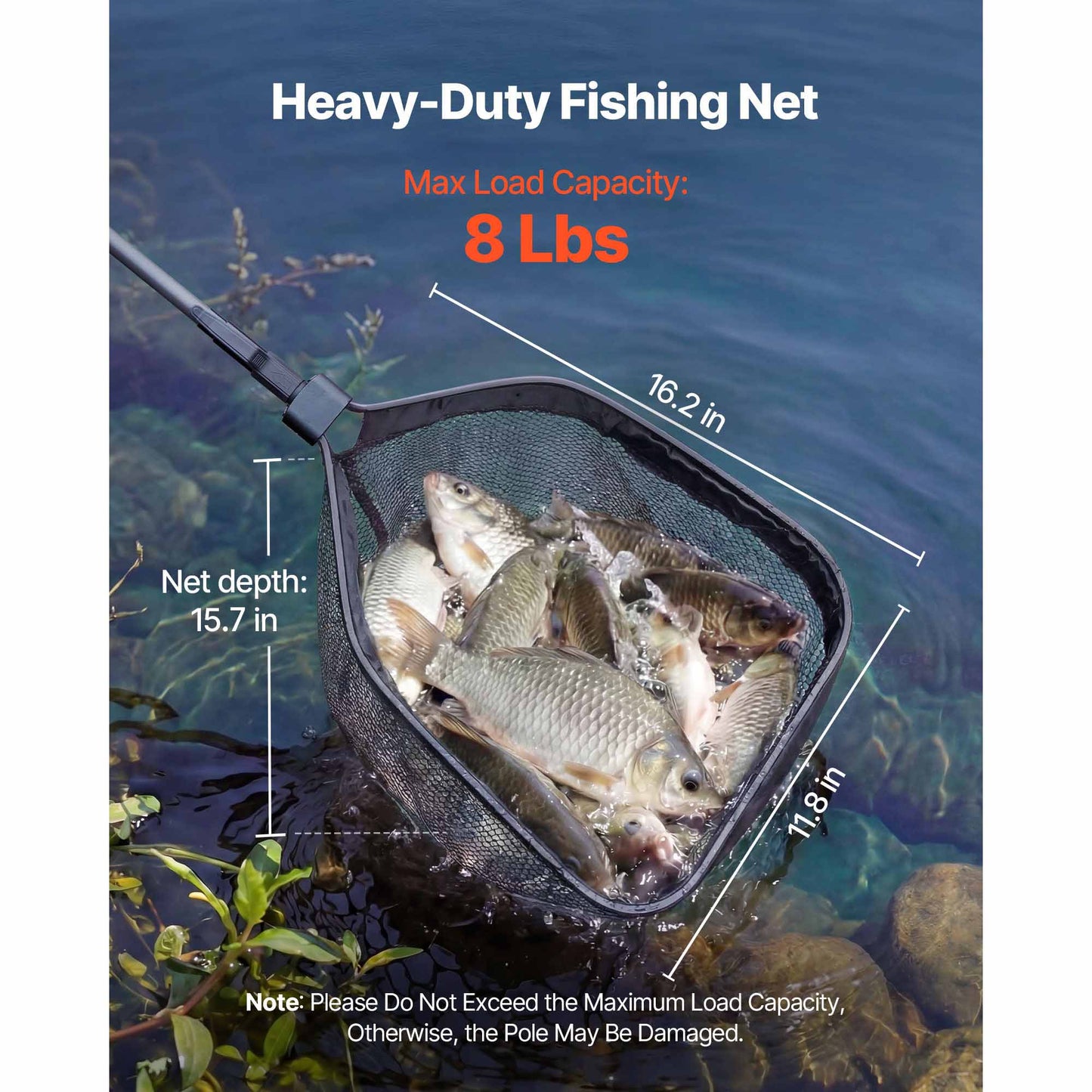 Fishing Net, Foldable Landing Nets With Telescopic Handle, Portable Lightweight Carbon Fiber Long Fish Gear, Nylon Covered PVC, Durable And Fish-friendly, For Kayak Boat Bank Pond, Gifts For Men