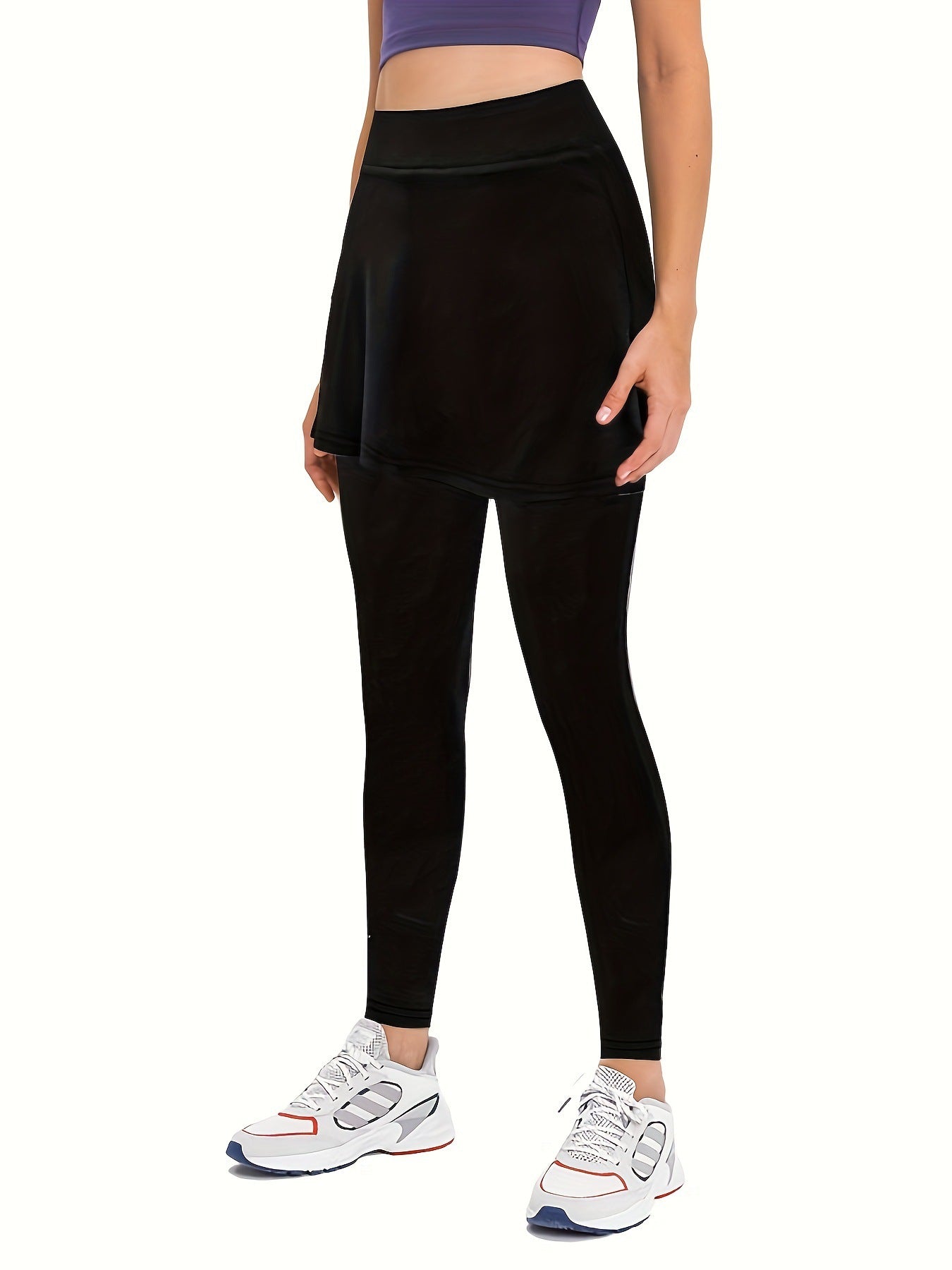 Women's High Waist Skirted Leggings 2 In 1 Flared Skirt Overlay Active Leggings For Yoga & Workout