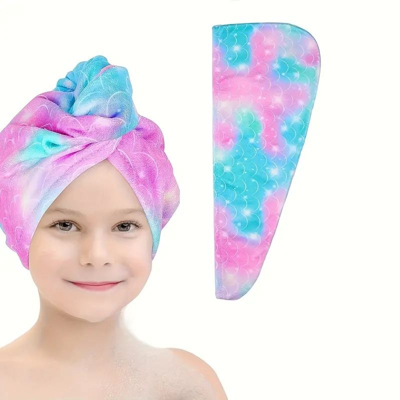 Water-absorbing Children Rainbow Printing Dry Hair Cap