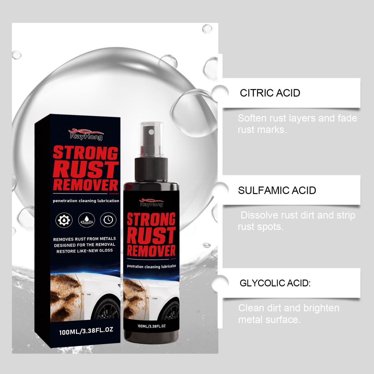 Automotive Body And Wheel Hub Metal Decontamination And Rust-removal Agent
