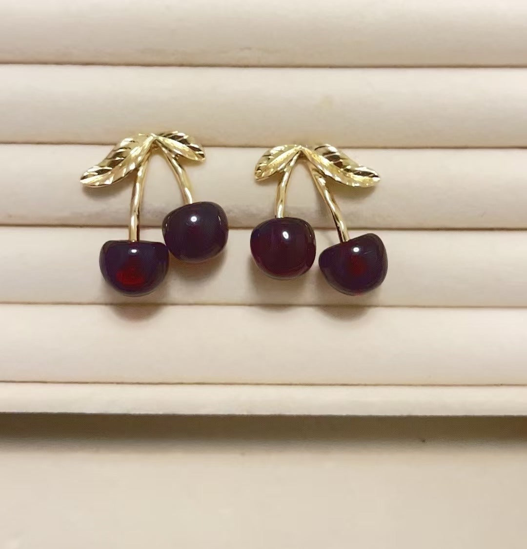 Korean Internet Celebrity New Red Cherry Earrings Niche
