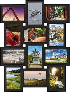 MELANNCO Collage Picture Frame for Wall, Holds 12 Photos - Six 4x6 and Six 6x4 Images, 18x23 Inch Black Plastic Frame, Han...