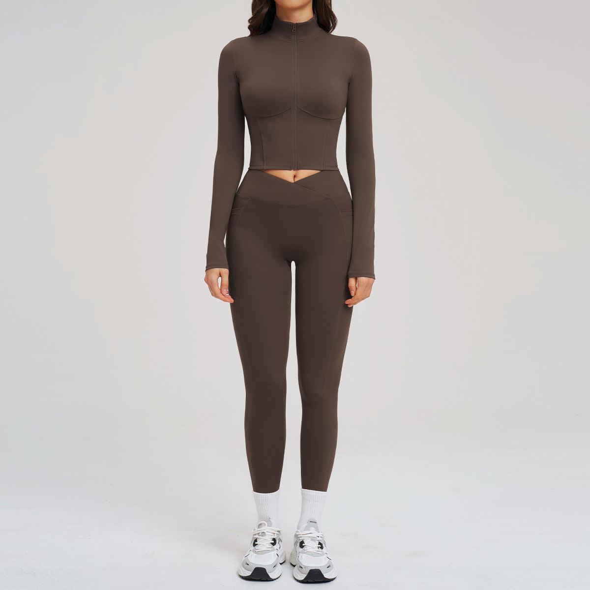 Nude-Feel Yoga Set Zipper Tight-Fit