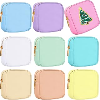 Sweetude 9 Pcs Mini Nylon Makeup Bag Mini Pouch Bag Small Nylon Pouch for Purse Zipper Cosmetic Travel Makeup Organizer Pr...