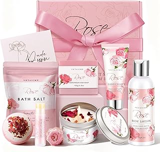 Gifts for Women, Birthday Gifts for Women, Bath and Body Gift Basket Mothers Day Gifts, Rose Home Spa Set Self Care Gift, ...