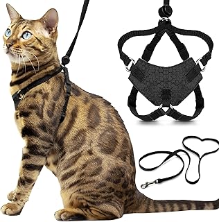 Houdini™ Escape Proof Cat Harness and Leash Set by OutdoorBengal – Black, Medium Cat Harness for Walking