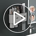 BHeadCat Toothbrush Holders for Bathrooms Wall Mounted, 6 Slot Toothbrush Holder with 2 Automatic Toothpaste Dispensers, 2...