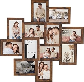 SONGMICS 4x6 Picture Frames Collage Wall Decor, 12-Pack Photo Collage Frame, Multi Picture Frame Set with Glass Front, Ass...