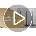 EDISHINE Mid Century Modern Floor Lamp with Remote, Dimmable Wood LED Corner Lamp, Minimalist Standing Mood Lighting for L...