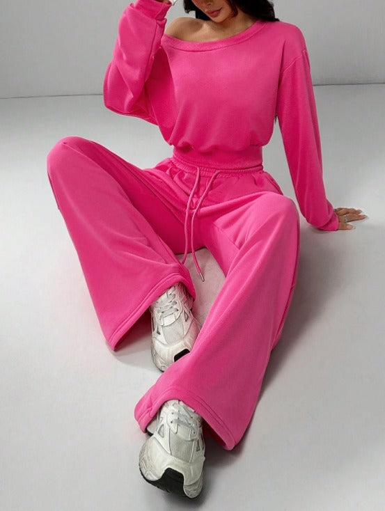 New Arrival Solid Color Fashion Casual Women's Two-Piece Outfit Set
