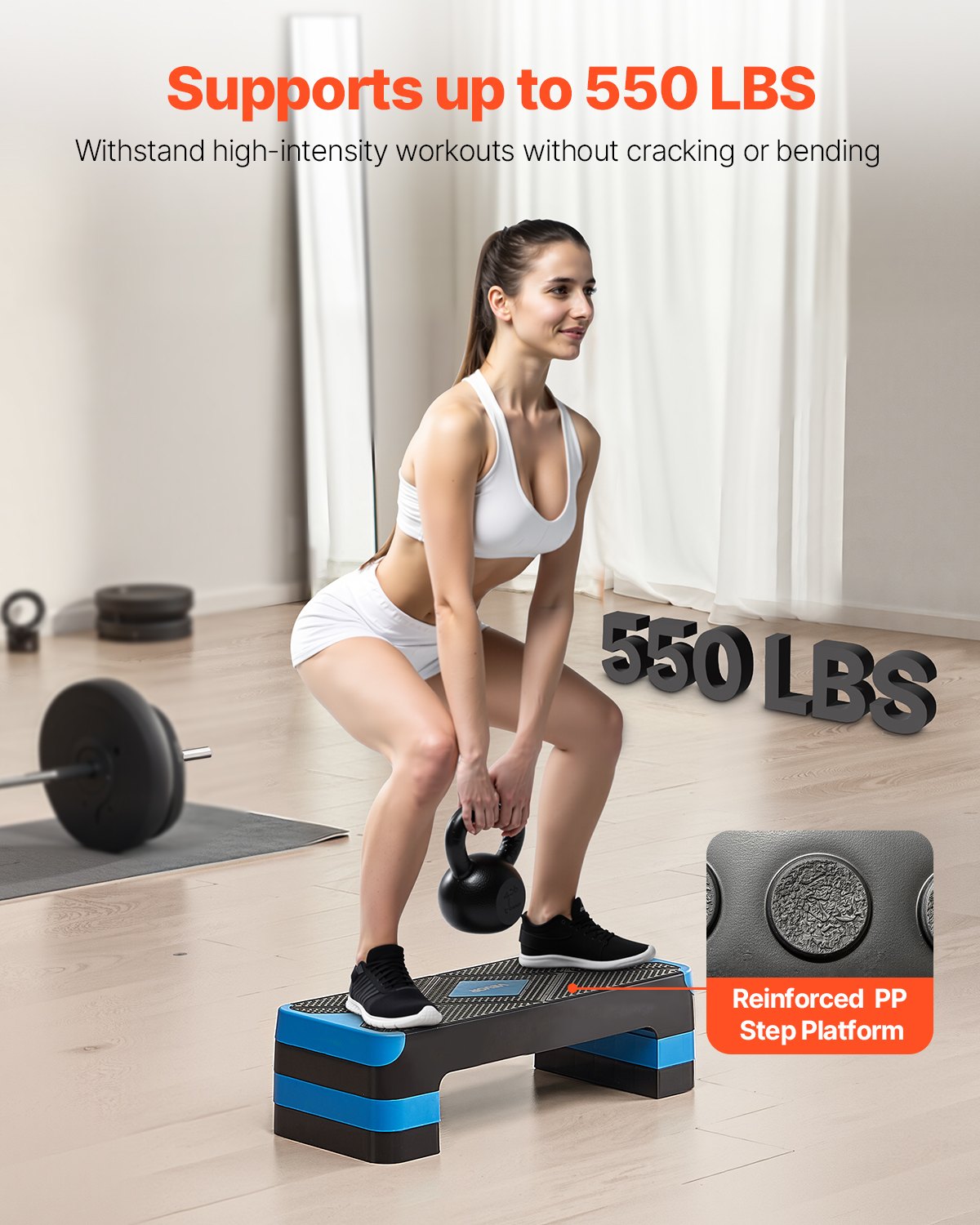 Aerobic Steppbrett Höhenverstellbares Trainingsbrett (10,16-20,32 Cm) Stepper Fitness Mit 250 Kg Tragfähigkeit Rutschfeste Oberflächenbank Für Heim-Fitnessstudio Cardio-Krafttraining Blau