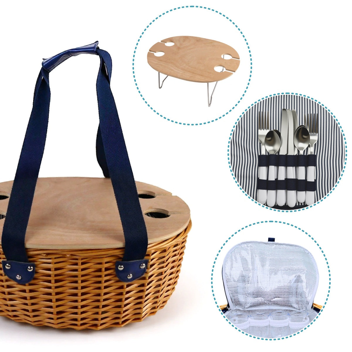 Outdoor Cutlery Picnic Basket American Style