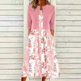 Women's Two-Piece Dress Office Floral Print Maxi Skirt