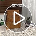 Nonam Storage Basket with Lid, Natural Seagrass Bin with Lid Set of 3, Shelf Baskets Multipurpose Container for Boho Decor...