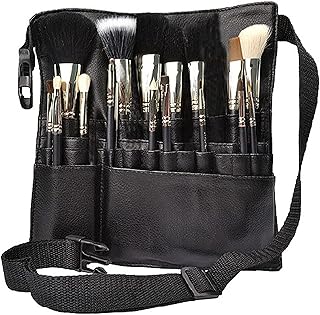 Comicfs Makeup Brush Bag 22 Pockets Professional Cosmetic Holder Organizer Apron with Artist Belt Strap for Women (Brush N...