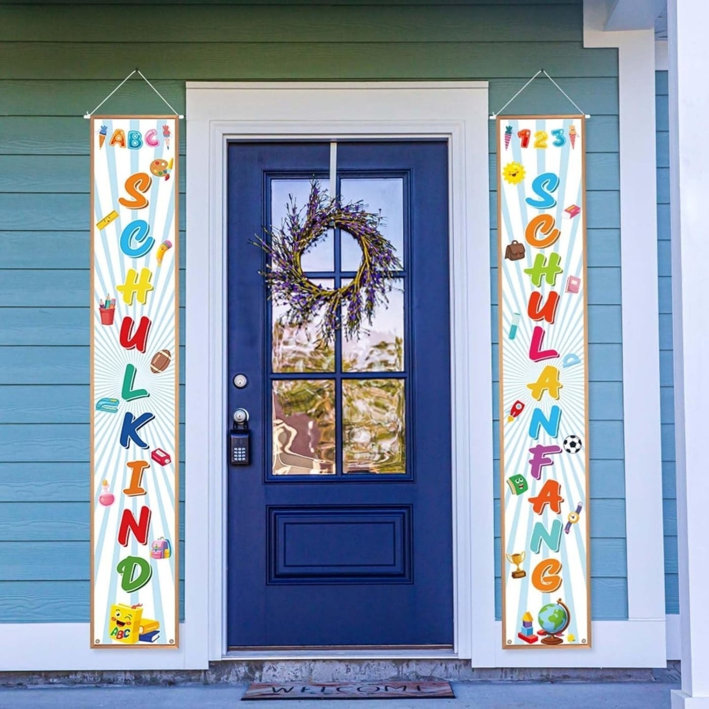 First Day Of School Door Banner—“All The Best For The Start Of School” Banner, 180x30cm—School Start, Welcome, Porch Sign, Schoolchild, Back-to-School Decor For The First Day Of School—White