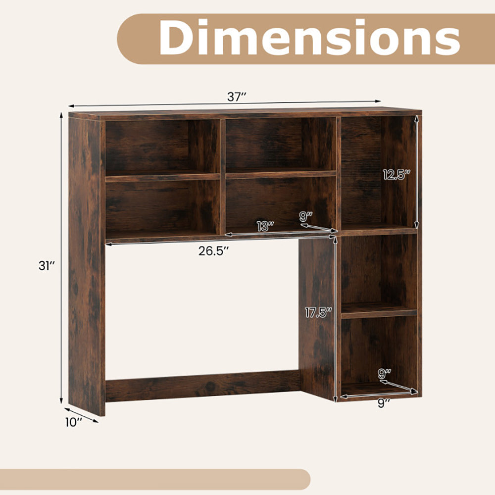 Desktop Bookshelf With 7 Open Cubbies And 3 Adjustable Shelves 2 Anti-toppling Kits For Computer Desk, Writing Desk, Vanity Table, Coffee Bar