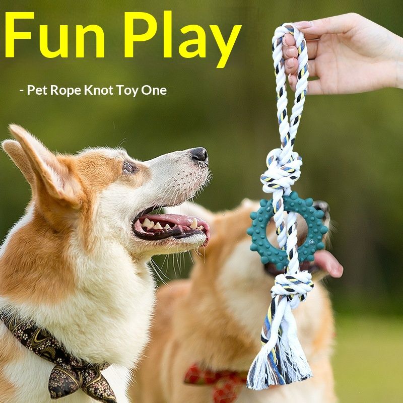 Pet R Toy Cotton Dog Teething Durable Chewable Knot Rope