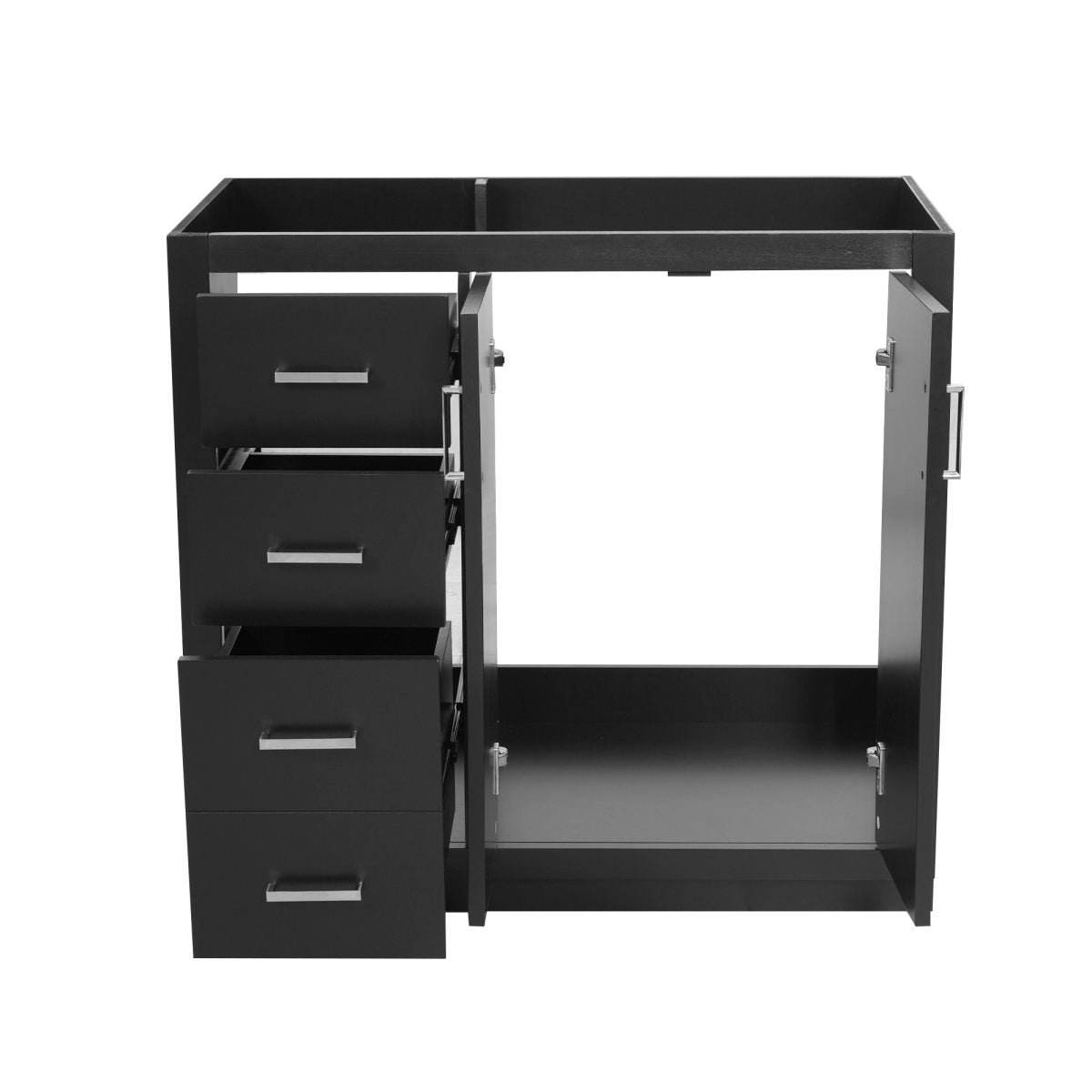 36'' Bathroom Vanity, Solid Wood Frame Bathroom Storage Cabinet, Freestanding Vanity Set with 3 Drawers& Soft Closing Doors