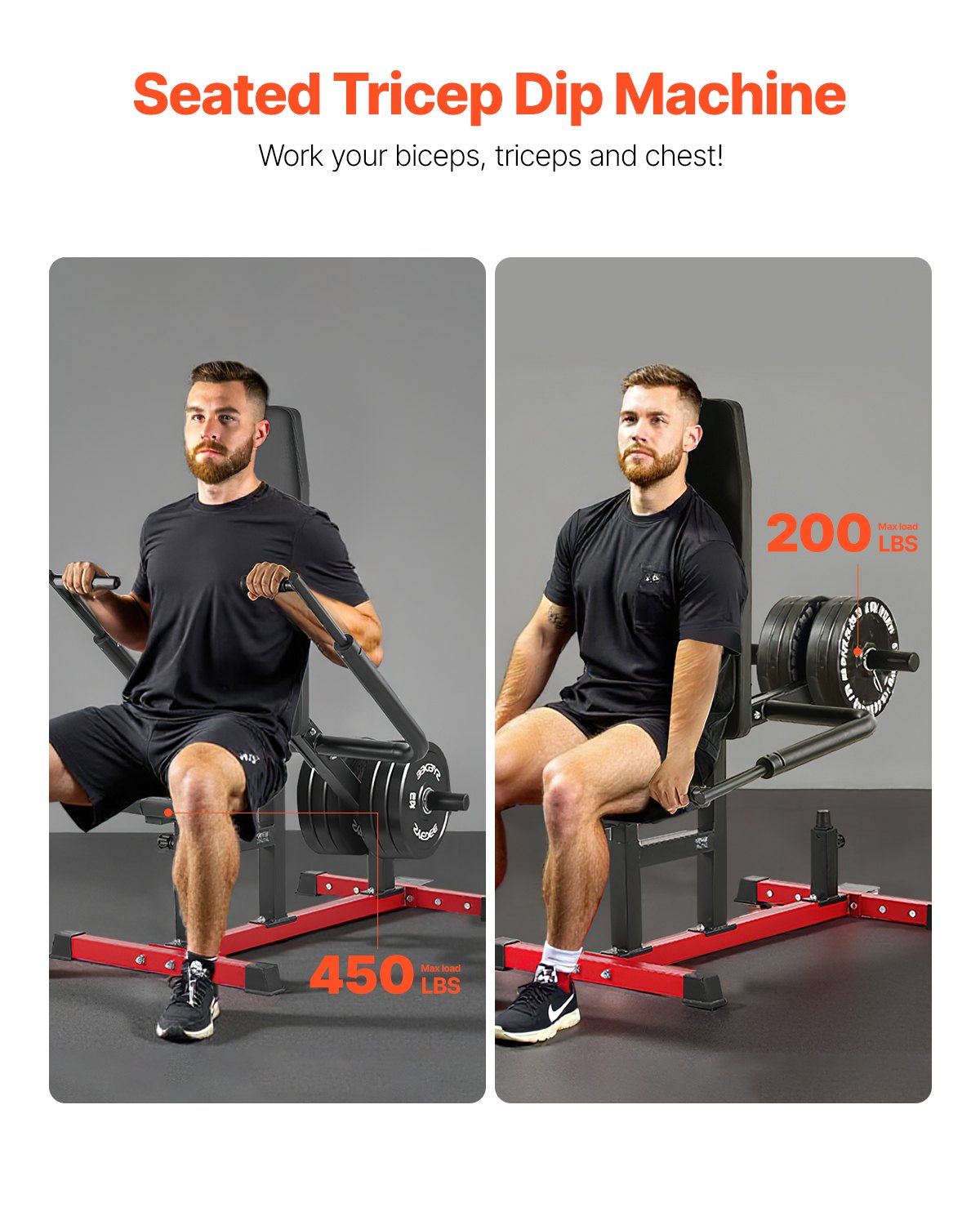 Dip-Maschine Im Sitzen Trizeps Bizeps Pressemaschine (204 Kg Belastbar) Mit Kabelstange, Verstellbarem Sitz & Rückenlehne, Trainingsgerät Für Brusttraining Oberkörper-Push-Fitness-Workout