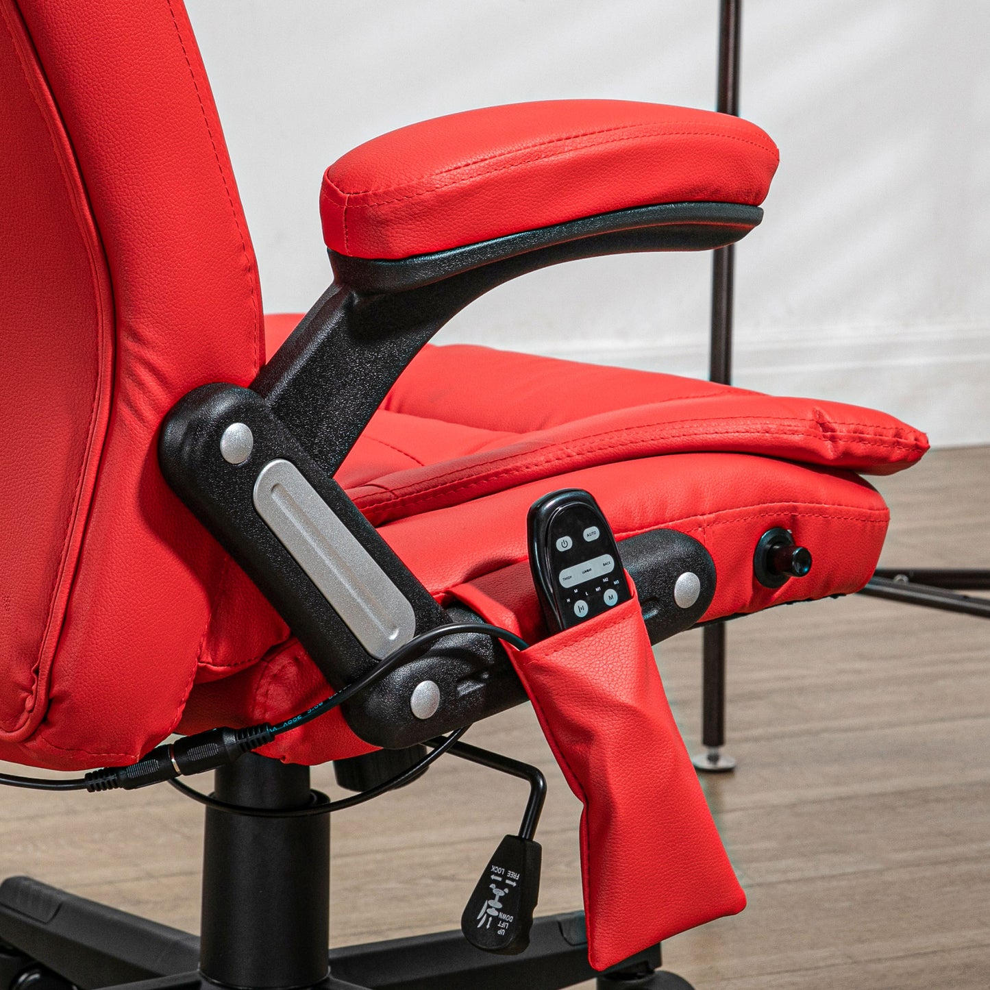 Massage Office Chair, Heated Reclining Computer Chair with 6 Vibration Points, Armrest and Remote, Red