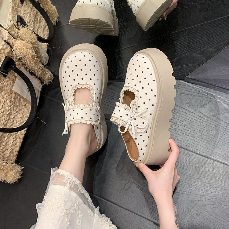 Sponge Cake Thick Bottom Fairy Style Half Slippers, Women's Outdoor Wear, Summer Mary Jane Burkon Cool Slippers