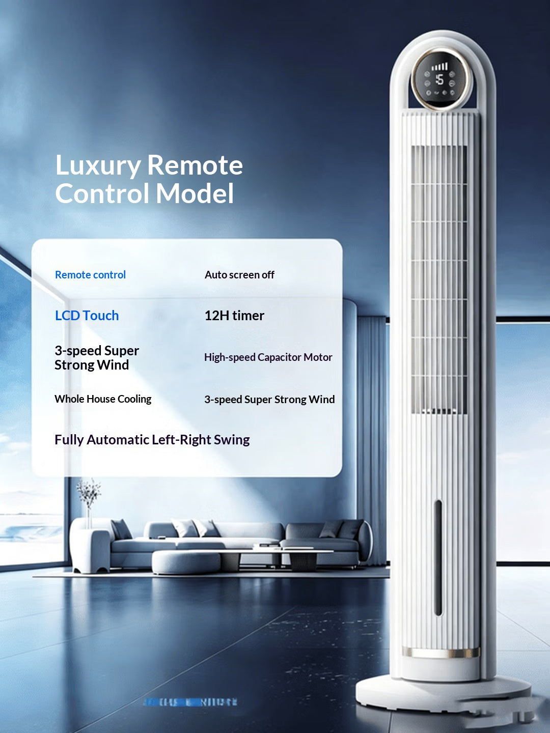 Household Silent Bladeless Fan With Smart AI Voice Control