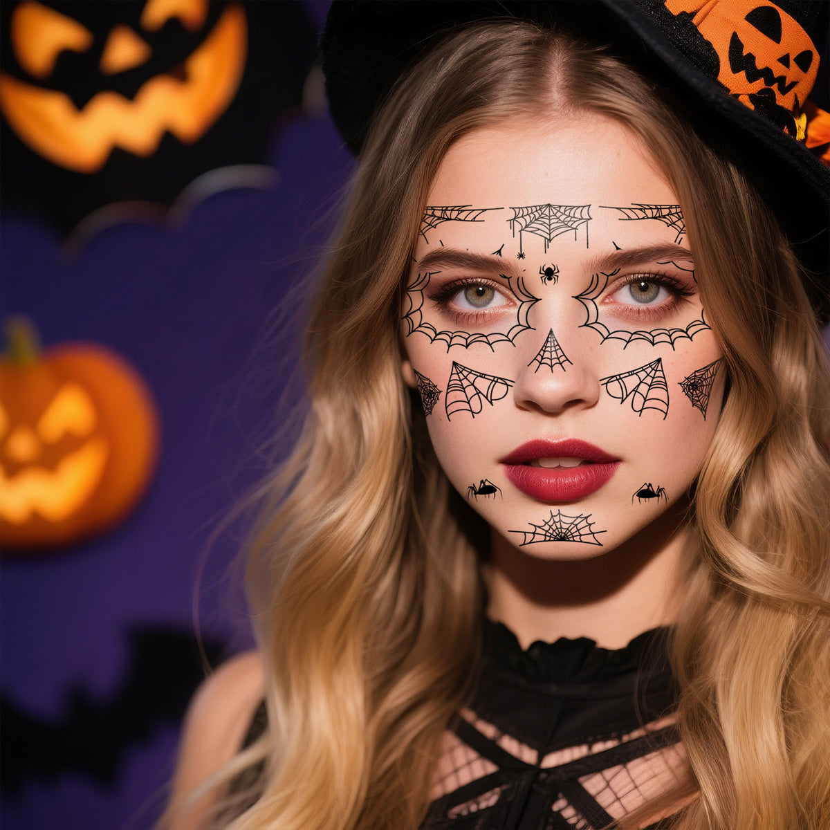 Spider Web Face Pasters Tattoo Sticker Waterproof Makeup Painted Tattoo Sticker